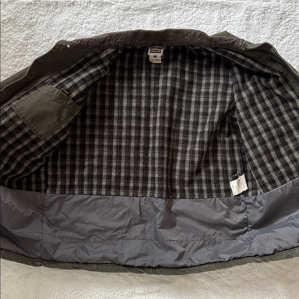 Sorel Duck barn Chore Jacket olive green canvas Pockets EUC size XL - Picture 10 of 13